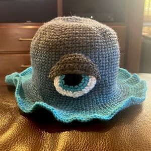 NEW handmade eye crochet hat/cyclops hat/EDM bucket hat